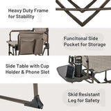 TIMBER RIDGE Heavy Duty Camping Chair with Compact Size, Portable Directors Chair with Side Table and Pocket for Camping, Lawn, Sports and Fishing, Supports Up to 400lbs, Tan