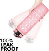 Hyeta 32 oz Water Bottles with Times to Drink and Straw, Motivational Water Bottle with Time Marker, Leakproof, Drinking Sports Water Bottle for Fitness, Gym and Outdoor