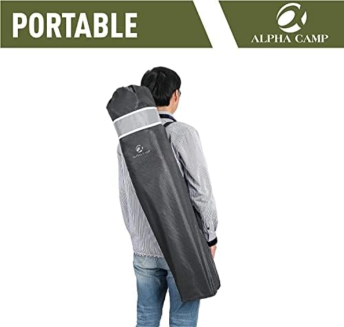 ALPHA CAMP Oversized Camping Folding Chair - Heavy Duty Steel Frame Support 350 LBS, Collapsible Padded Arm With Cup Holder, Quad Lumbar Back, Portable for Outdoor/Indoor