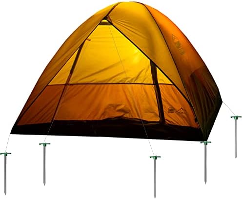Cheardia 20 Pack Tent Stakes Heavy Duty, 10.25 Inch Yard Stakes Non-Rust Metal Tent Pegs Ground Stakes Tent Spikes for Camping Patio, Garden, Canopies, Grassland, Outdoor,Green