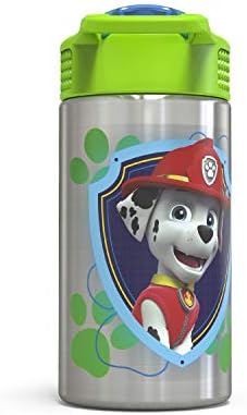 Zak Designs 15.5oz Stainless Steel Kids Water Bottle with Flip-up Straw Spout - BPA Free Durable Design, Paw Patrol Boy SS