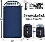 0 Degree Sleeping Bag 100% Cotton Flannel XXL for Adults Big and Tall Cold Weather Winter Zero Degree Camping,Free Compression Sack