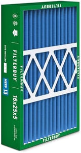 Filterbuy 16x25x5 Air Filter MERV 13 Optimal Defense (2-Pack), Pleated HVAC AC Furnace Air Filters for Honeywell FC100A1029, Lennox X6670, Carrier, & More (Actual Size: 15.75 x 24.75 x 4.38 Inches)