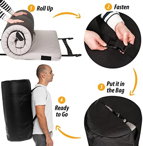 Matrix Comfort-Cell Memory Foam Camping Mattress Pad, Portable Foam Sleeping Pad for Camping, Roll up Sleeping Mat for Adults Floor Mattress Guest Floor Bed for Sleepover, Car, Tent SUV Cot Mattress