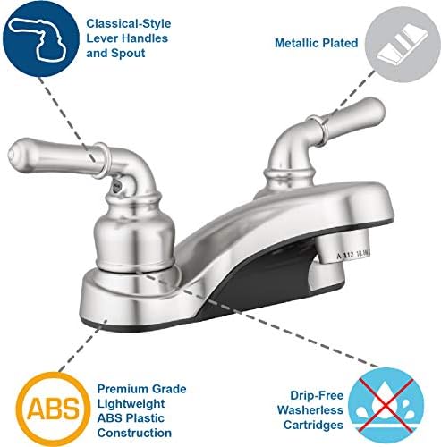 Pacific Bay Lynden Bathroom Sink Faucet - Metallic Plating Over Lightweight ABS Plastic (Brushed Satin Nickel)