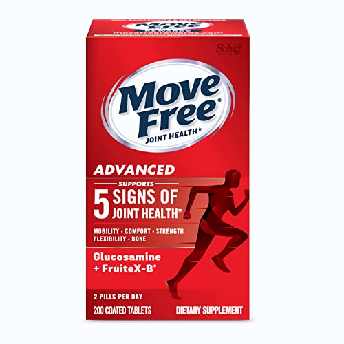 Move Free Advanced Glucosamine Chondroitin + Calcium Fructoborate Joint Support Supplement, Supports Mobility Comfort Strength Flexibility & Bone - 200 Tablets (100 servings)