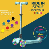 Kids Scooter – Children and Toddler 3 Wheel Kick Scooter – LED Wheel Lights Illuminate When Rolling– Adjustable Handlebar – Indoor and Outdoor