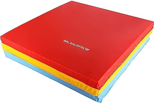 BalanceFrom Folding Gymnastics Mat Home Gym Floor Tumbling Equipment, Multicolor