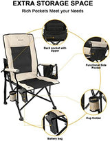 REALEAD Heated Camping Chairs - Fully Padded - Heavy Duty Folding Chairs for Outside, Supports 400 lbs, Portable Outdoor Camp Chairs for Sport Events, Concert, Beach