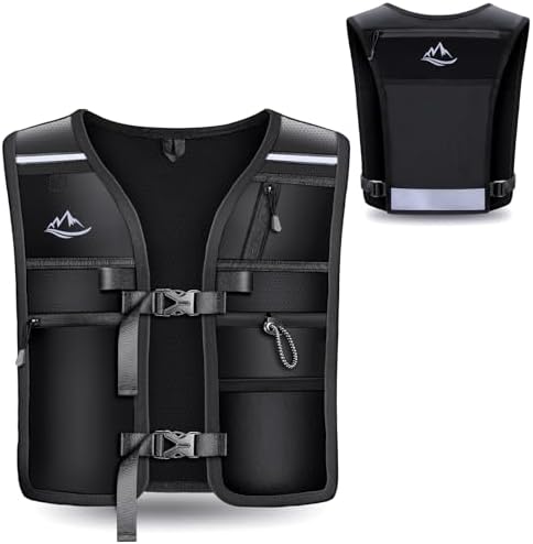 Running Vest for Women Men, Reflective Hydration Vest with Adjustable Waistband & Phone Pocket, Lightweight Breathable Running Water Vest for Jogging Hiking Trail Cycling and Marathon Race