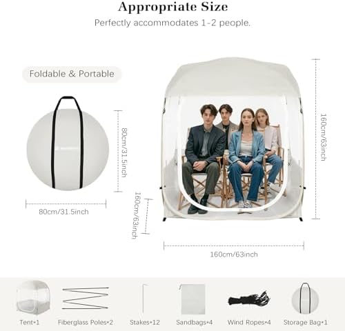 Sports Tent, Instant Weather Proof Clear View Bubble Tent with Carry Bag, Portable & Foldable Pop Up Tents Shelter for Watching Sports Events, Camping, Fishing