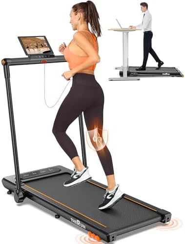 THERUN Walking Pad, 2.5 HP Under Desk, 2 in 1 Foldable for Home, Walking Pad with Handle Bar, 15" Widened Running Belt with Remote Control & LED Touch Screen
