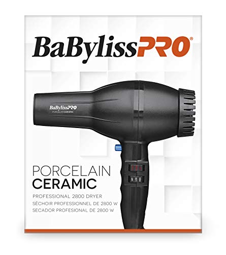 BaBylissPRO Porcelain Ceramic 2800 Dryer, Black