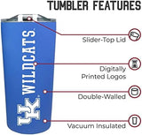 Campus Colors NCAA Stainless Steel Tumbler perfect for Gameday - 18 oz - Double Walled - Keeps Drinks Perfectly Insulated (Kentucky Wildcats - Royal)