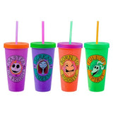 Silver Buffalo Disney The Nightmare Before Christmas 4 Pack Color Change Plastic Tumblers Featuring Jack Skellington, Sally, Oogie Boogie, and Zero, 24 Ounces