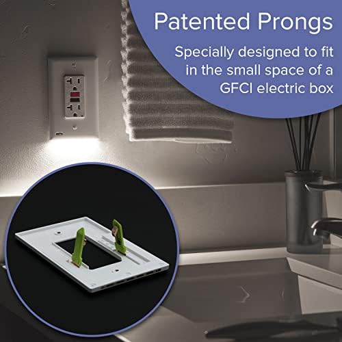 Single - SnapPower GuideLight 2 [For GFCI Outlets] - Replaces Plug-In Night Light - Electrical Receptacle Wall Plate with LED Night Lights - Auto On/Off Sensor - (GFCI, White)