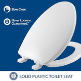 Mayfair Caswell Modern Toilet Seat, Slow Close, Easy Clean, Plastic, Elongated, White