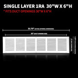 30x6 Return Air Grille(Duct Opening Size),Air Return Vent Cover,Flat Vent Cover,Rejillas De Aire Acondicionado para Casa,Return Air Grilles,Outer Dimensions:31.75"Wx7.75"H(30"W x 6"H, Duct Opening)
