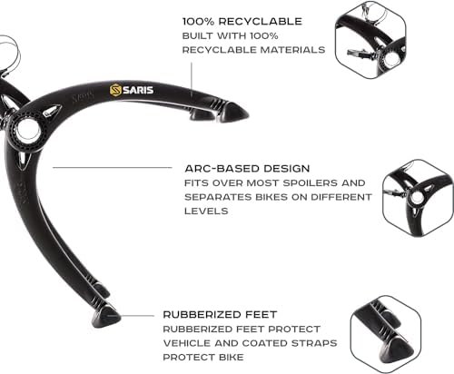 Saris Bones 3-Bike Trunk Rack Bicycle Carrier, Durable, Rust-Free, Anti-Sway Straps, Fits Most Vehicles, Made in USA, Arc-Based Design, 100% Recyclable Materials