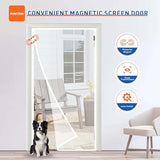 MAGZO Magnetic Screen Door Fit Door Size 36 x 96 Inches, Actual Screen Size 38 x 97 Inch Side Opening Screen Mesh with Hook&Loop Full Frame-White