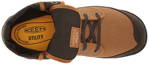 KEEN Utility Men’s Roswell Mid Soft Toe Canvas Work Boots, Almond/Black Olive, 7 D (Medium) US