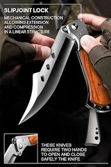 Grand Way Long Blade Folding Knife - Sharp Hunting Hiking Camping Tactical Survival Work Knives for Men Women - Foldable Large Knife with Rosewood Handle - Stocking Stuffers Gifts 4172