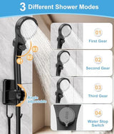 WADEO Portable Camping Shower, 6000mAh Rechargeable Shower Pump, Filtered Shower Head & 5 Gallons Foldable Bucket, Outdoor Shower for Hiking Beach, Travel, Pet Bath, Car Washing, Surf & Boat Cleaning