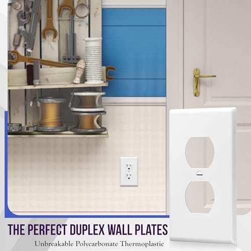 ENERLITES Duplex Wall Plates Kit, Electrical Outlet Covers, Standard Size 1-Gang 4.50" x 2.76", Unbreakable Polycarbonate Thermoplastic, Electric Receptacle Plug Covers, 8821-W-20PCS, White (20 Pack)