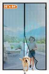 MAGZO Magnetic Screen Door Fit Door Size 36 x 84 Inch, Screen Size 38" x 85" Sliding Entrance Mesh with Magnet Closure Black