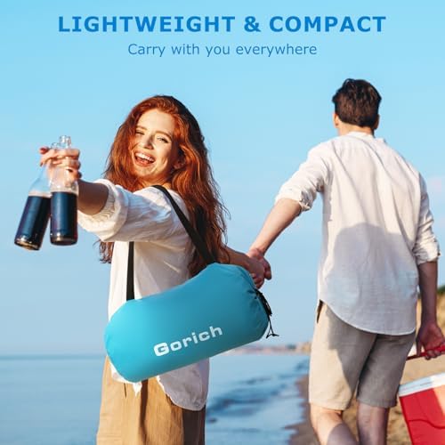 Gorich Portable Beach Tent for 3-6 Person with UPF 50+ UV Protection, Lightweight & Foldable Sun Shelter with 5 Sand Bags, Easy Setup Windproof Beach Umbrella Sun Shade