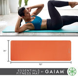 Gaiam Essentials Thick Yoga Mat Fitness & Exercise Mat with Easy-Cinch Yoga Mat Carrier Strap, 72"L x 24"W x 2/5 Inch Thick