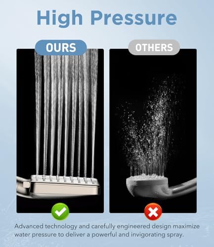 Filtered Shower Head - 6 Modes High Pressure Handheld Shower Head with Filter Mineral Beads, Detachable Handheld Showerhead Set with Stainless Steel Hose and Shower Arm Bracket (Brushed Nickel)