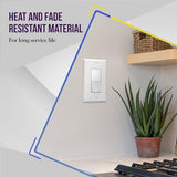 ENERLITES Decorator On/Off Paddle Switch with Wall Plates, Single Pole, 3 Wire, Grounding Screw, Residential Grade, 15A 120V/277V, UL Listed, 91150-WWP-10PCS, White (10 Pack)