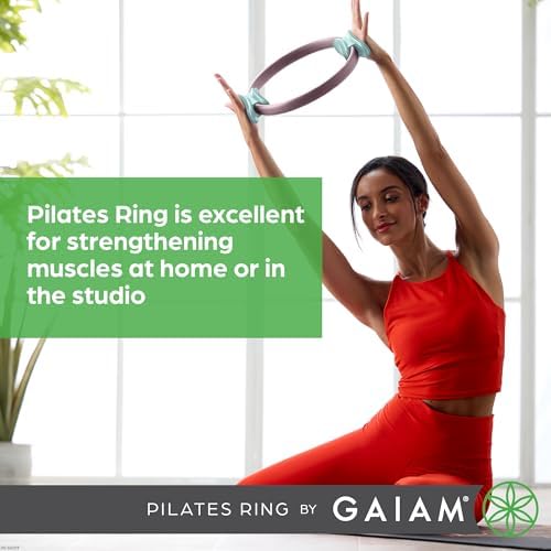 Gaiam Pilates Ring Fitness Circle - Lightweight & Durable Foam Padded Handles, Flexible Resistance Exercise Equipment for Toning Arms, Thighs/Legs & Core