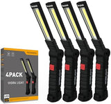 Working Light Portable, Rechargeable Work Lights with Magnetic Base Hanging Hook,360° Rotate 5 Modes,COB LED 800 Lumens Foldable Inspection Light for Car Repair, Grill and Outdoor Use(4pack)