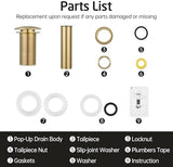 KES Sink Drain Without Overflow Bathroom Pop Up Drain Assembly Stopper Vessel Sink Brushed Gold for 1.6"-1.9" Sink Hole, All Metal Rustproof Brass and 304 Stainless Steel, S2008D-BZ