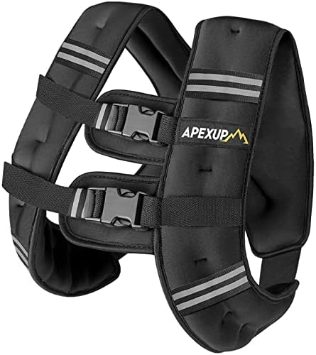 APEXUP Weighted Vest with 5lbs/10lbs/15lbs/20lbs/25lbs/30lbs Weights and Reflective Stripe, Weight Vest Men Women for Workout, Strength Training, Running