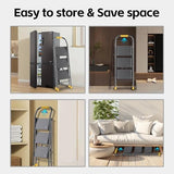 Step Ladder Foldable Folding Stool - for Home Adults Kitchen 3 Stepping Extension Tall Heavy Duty with Handrails - Closet Stepstool Stair Ladders Extendable Stepladder for Indoor House 600Lbs