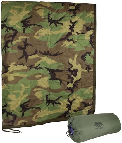 MEDALS OF AMERICA EST. 1976 Military Gear Blanket Poncho Liners Woobie Emergency Blanket - Military Surplus Cold Weather Camping and Hunting Woobie Blanket (Woodland)