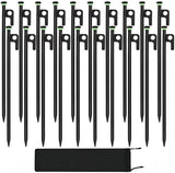 20Pcs Tent Stakes, 16in Heavy Duty Tent Stakes, Dia 0.35" Forged Steel Stakes Heavy Duty for Tent Used on Rocks, Grassland, Snowfield(20Pcs 16in Stakes)
