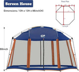 CAMPROS CP Screen House 13 x 13 Ft Screened Mesh Net Wall Canopy Tent Screen Shelter Gazebos for Patios Outdoor Camping Activities - Blue