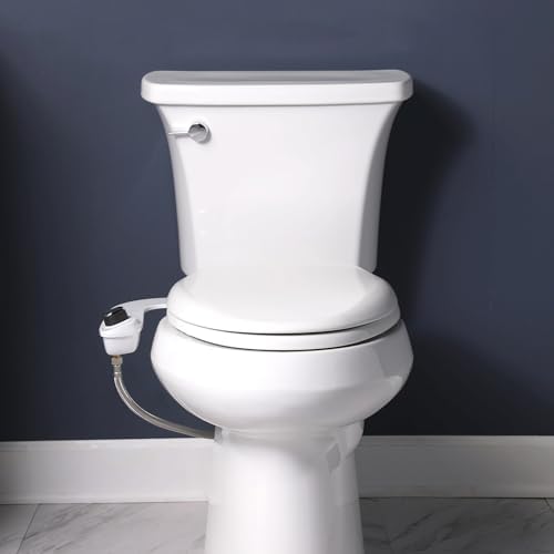Bio Bidet SlimEdge Bidet Attachment for Toilet, Non Electric, Self Cleaning Dual Nozzles for Front and Rear Cold Water Wash, Adjustable Water Pressure, Ultra Thin Design, White