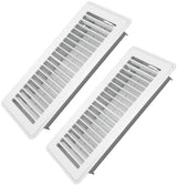 4" x 10" Floor Register 2 Pack - Heavy Duty Steel Walkable Floor Vents - Easy Adjust Air Supply Lever - Vent Covers for Home (White)