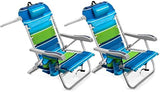 Homevative Cooler+ Folding Backpack Beach Chair with 5 Positions, Towel bar, XL Cooler Pouch, Storage Net, Cup and Phone Holder, Deep Sea, 2 Pack