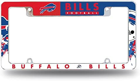 Rico Industries NFL Football Primary 12" x 6" Chrome All Over Automotive License Plate Frame for Car/Truck/SUV
