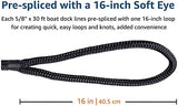 Dock Lines: 5/8" x 30' Double Braided Nylon Boat Dock Lines - Premium Boat Ropes for Secure Docking with 16" Loop - Marine Grade Boat Rope/Dock Line - Sturdy Dock Lines for Boats - 2 Pack