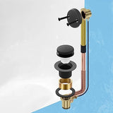 Matte Black Bathtub Drain Tip-Toe Tub Trim Set with Two-Hole Overflow Faceplate Bathroom Tub Drains Replacement Conversion Tub Drain Kit Assembly with Universal Fine & Coarse Thread