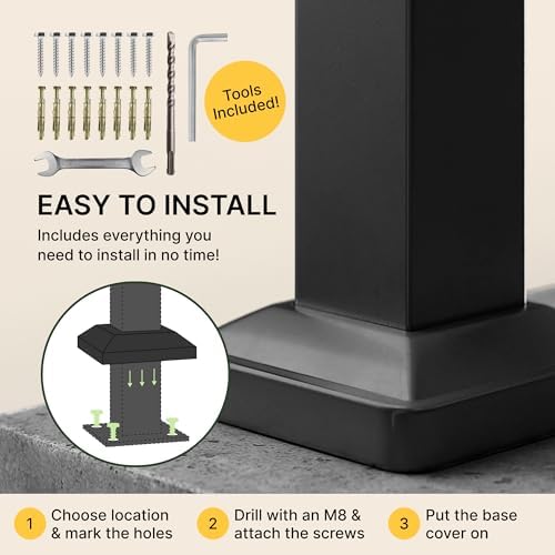 Metty Metal Handrails for Outdoor Steps Suitable for 1 to 5 Steps- Wrought Iron Stair Railing- Step Steady with 5 Feet Handrailing- Safe Indoor Home Banisters (5 Step)