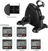 Mini Exercise Bike, himaly Under Desk Bike Pedal Exerciser Portable Foot Cycle Arm & Leg Peddler Machine with LCD Screen Displays