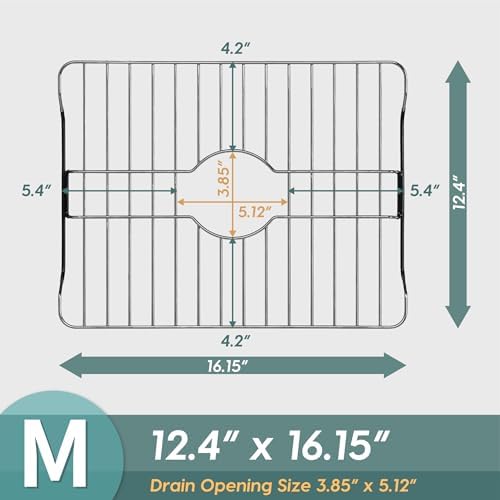SunnyPoint 304 Stainless Steel Sink Protector Rack – Rust-Resistant Grid for Kitchen Sink Bottom, Scratch Prevention, Drainage Support,(Medium) (16.15"x12.4")